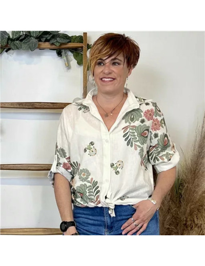 K328- Chemise Florale (Tu) 🇮🇹 (kaki)
