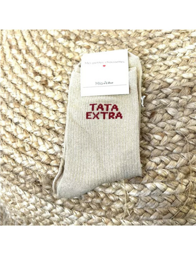 V303- Chaussettes paillettes "Tata Extra" (beige)