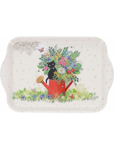 Kiub - Petit Plateau en mélamine Bug Art Chatons Arrosoir 21x14 cm - KIUB