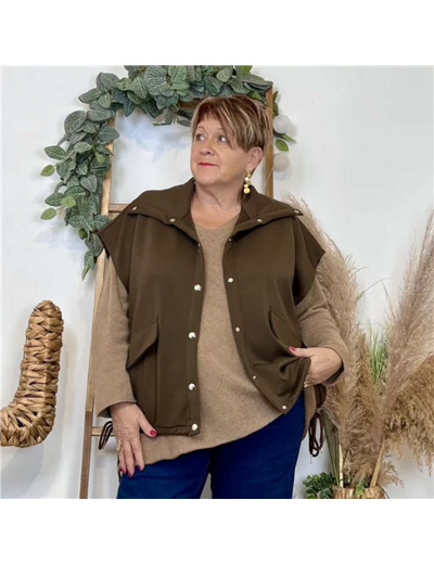 Z077- Veste sans manches "C'Mélodie" (marron)