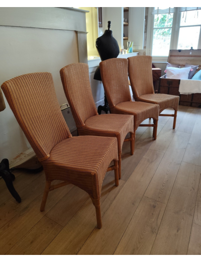 4 chaises Llyod Loom vintage des années 80