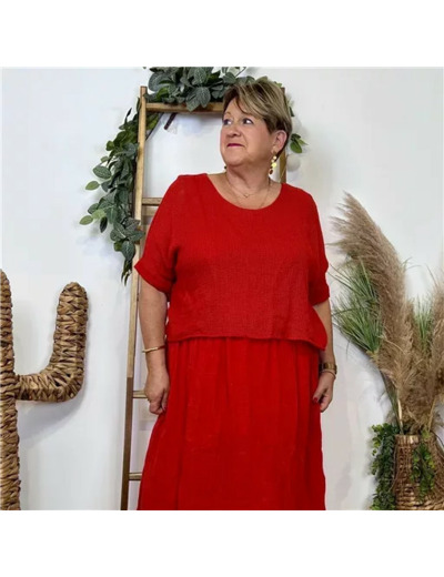 K146- Robe Crop-Top (Tu) (rouge)