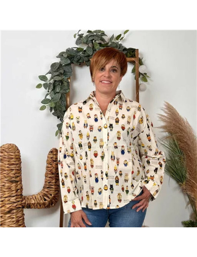 K072- Blouse Season "Animaux" 🐶 (ecru)