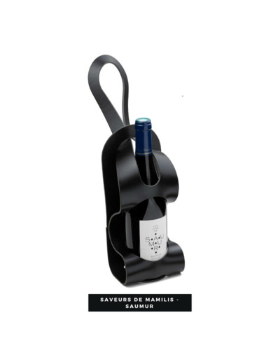 Porte bouteille 100% cuir La Bouclée Originale Noir