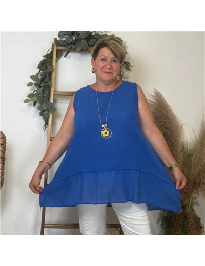 k185- Debardeur coton (Gt) (bleu royal)