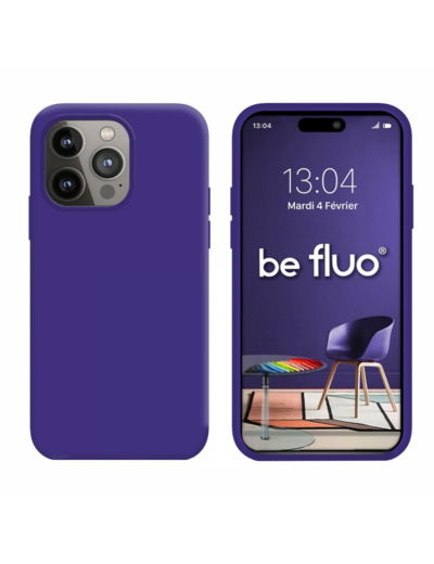 Coque Silicone Moxie BeFluo Fine et Légère pour iPhone 14 Pro Max, Intérieur Microfibre - Violet