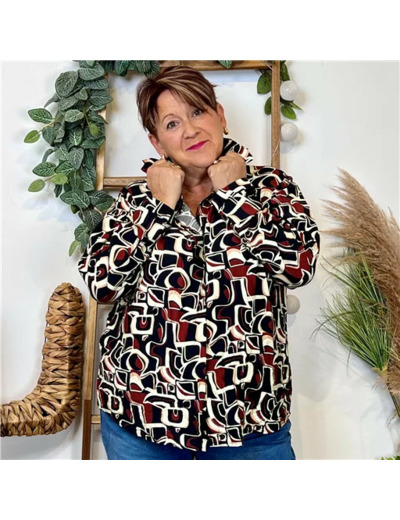 K091- Blouse By-One Graphique (T40-T48) (noir)