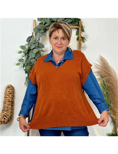 K122- Pull sans manches (Tu) (rouille)
