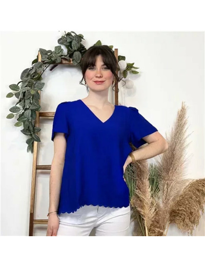 K357- Blouse «By One» (T36-T40) (bleu royal)