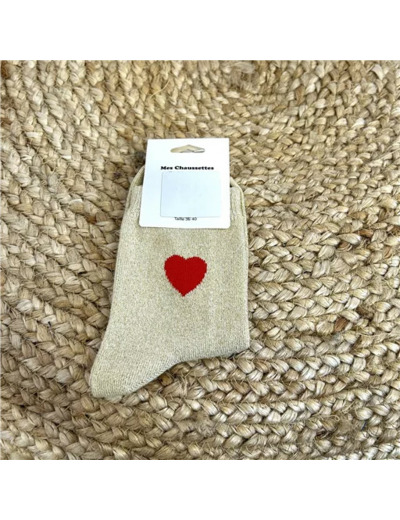 V310- Chaussettes "Coeur Rouge ❤️" (doré)