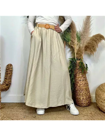 L732- Jupe longue ceinture (Tu) 🇮🇹 (beige)