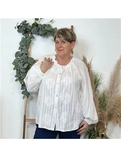 K588- Blouse brodée coton (Gt) 🇮🇹 (blanc)