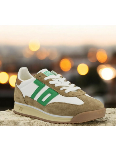 Jogger Femme en cuir blanc suédine camel - Back70