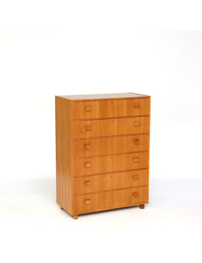 Commode six tiroirs en teck années 70