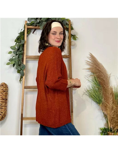 K109- Gilet sans bouton Lurex (Tu) 🇮🇹 (rouille)