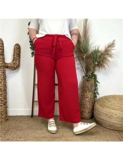 L788- Pantalon flou large (T42/44-T54/56) (rouge)