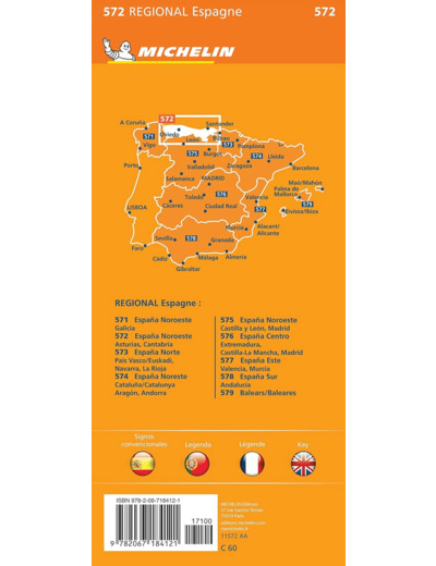 CARTE REGIONALE ESPAGNE NORD-OUEST : ASTURIAS CANTABRIA