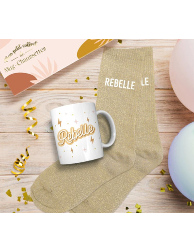 STC coffret mug et chaussettes à pailettes "Rebelle"