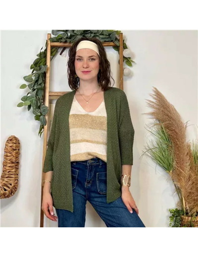 K109- Gilet sans bouton Lurex (Tu) 🇮🇹 (kaki)