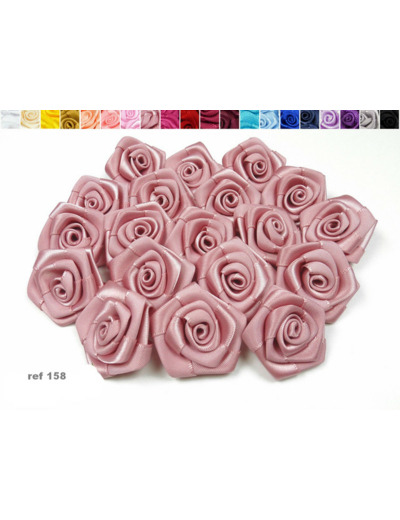 Sachet de 10 roses satin de 3 cm de diametre vieux rose 158