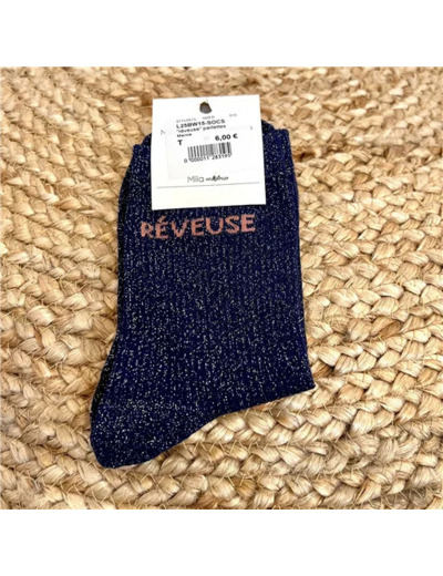 V311- Chaussettes paillettes « Rêveuse » (marine)