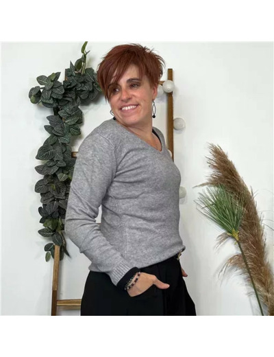 Y254- Pull Laine Cachemire "Tricotonic" (les T36&40) (gris)
