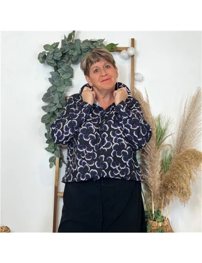 K743- Chemisier By.one Ginkgo (T40-T48) (noir)