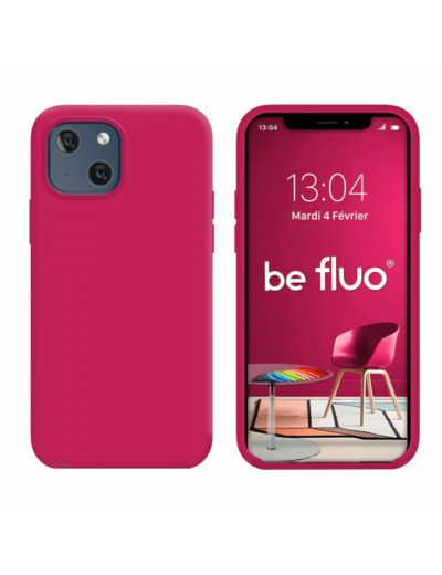 Coque Silicone Moxie BeFluo Fine et Légère pour iPhone 14 Plus, Intérieur Microfibre - Framboise