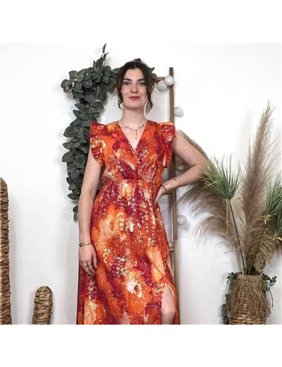 L009- Robe Marbrée (T34/36- T38/40) (orange)