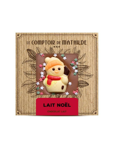 Tablette Chocolat Lait Noël Sujet Bonhomme de Neige 80G