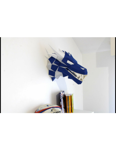 Dragon Bleu et Argent en Papier
