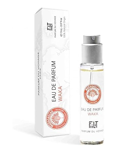 Eau de Parfum Naturelle WAKA MADAGASCAR 11 mL - FiiLiT Parfum du Voyage - Mixte - Spray Rechargeable - Ravintsara Gingembre Floral Chypré