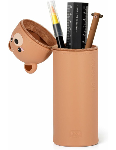 Legami - Kawaii Étui École 2 en 1 en Silicone Souple, Porte-stylos de Table, Fermeture à Glissière, Stylos Crayons Feutres TEDDY