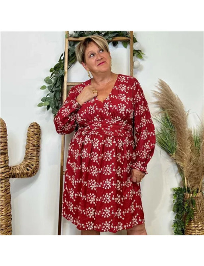 K108- Robe uni plumetis (T40-T48) (bordeaux)
