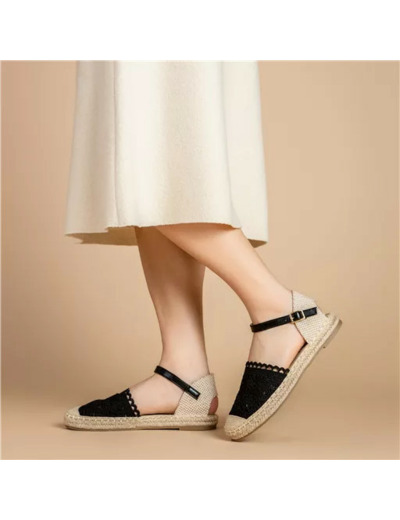 R410- Espadrilles macramé (T36-T41) (noir)