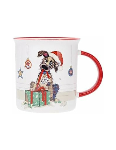 KIUB Mug NOEL avec des animaux - motif chien gentil fetant NOEL- matière porcelaine fine - contenance 320ML