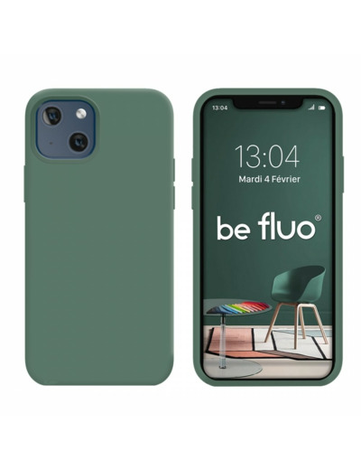Coque Silicone Moxie BeFluo Fine et Légère pour iPhone 14 Plus, Intérieur Microfibre - Pin vert