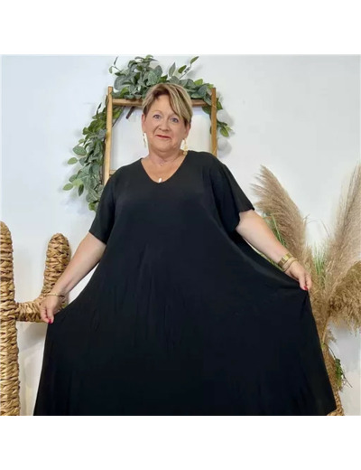 Z308- Robe longue Fluide 🇮🇹 (noir)