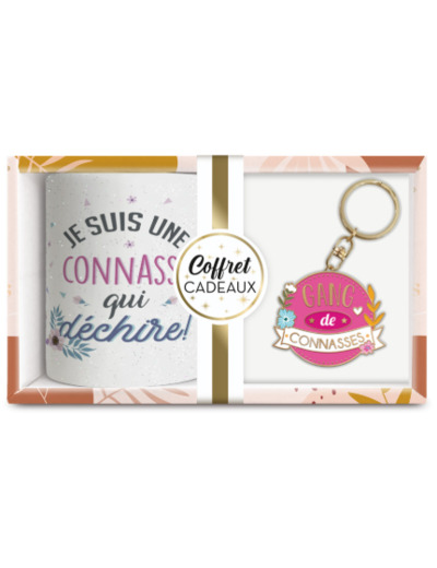 STC coffret mug et porte clés "Connasse"