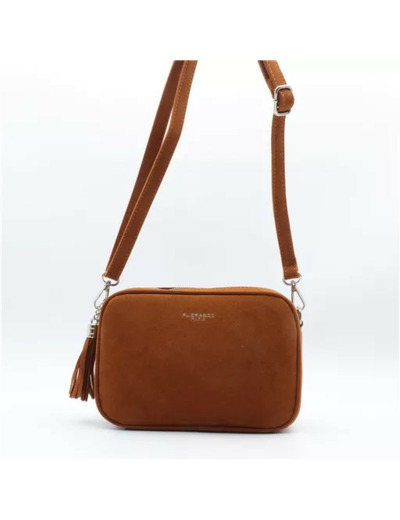 P397- Sac Zippé Pompon aspect Daim Flora & Co (camel)