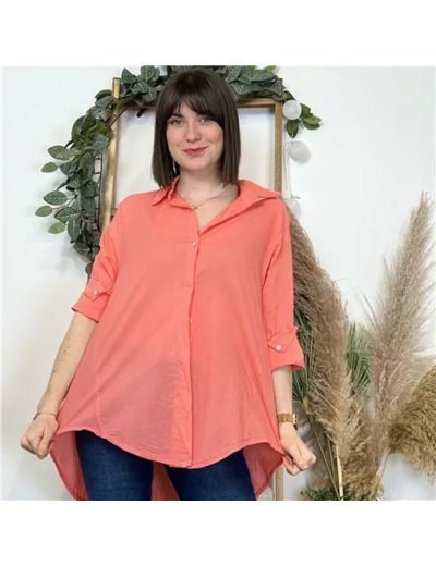 K503- Chemise fluide coton (Tu) 🇮🇹 (corail)