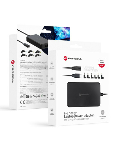 FORCELL F-ENERGY Chargeur secteur universel pour ordinateur portable + 6 adaptateurs 90W