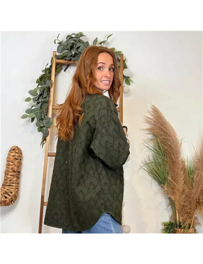 K110- Veste « Coton brodé…» (Tu) 🇮🇹 (kaki)