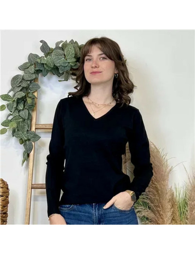 Y372- Pull FIN sans laine «Voggo» (T36-T48) (noir)