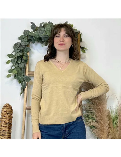 Y372- Pull FIN sans laine «Voggo» (T36-T48) (taupe)