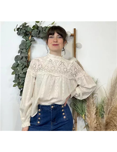 P427- Blouse "It Hippie" (T36-T42) (ecru)