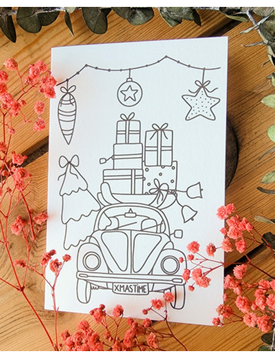 Carte à broder Noël - La tournée des cadeaux