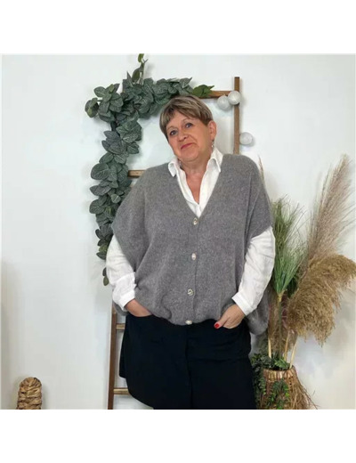 Z143- Gilet boutons fantaisies (Gu) (gris)