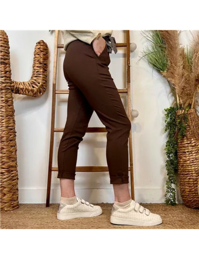 L749- Pantalon Stretch (T36-T50) 🇮🇹 (marron)