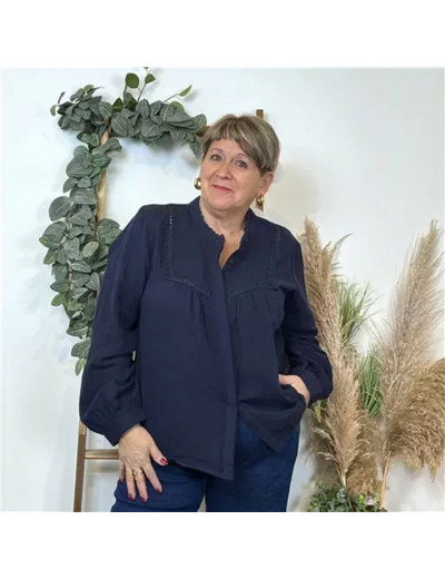 K516- Chemise "Maëlle" (T40-T48) (marine)